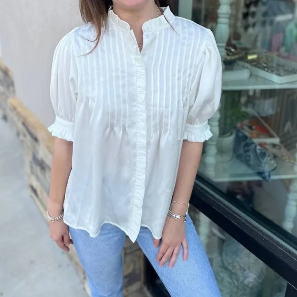 Bishop + Young Blouse with Mandarin Collar